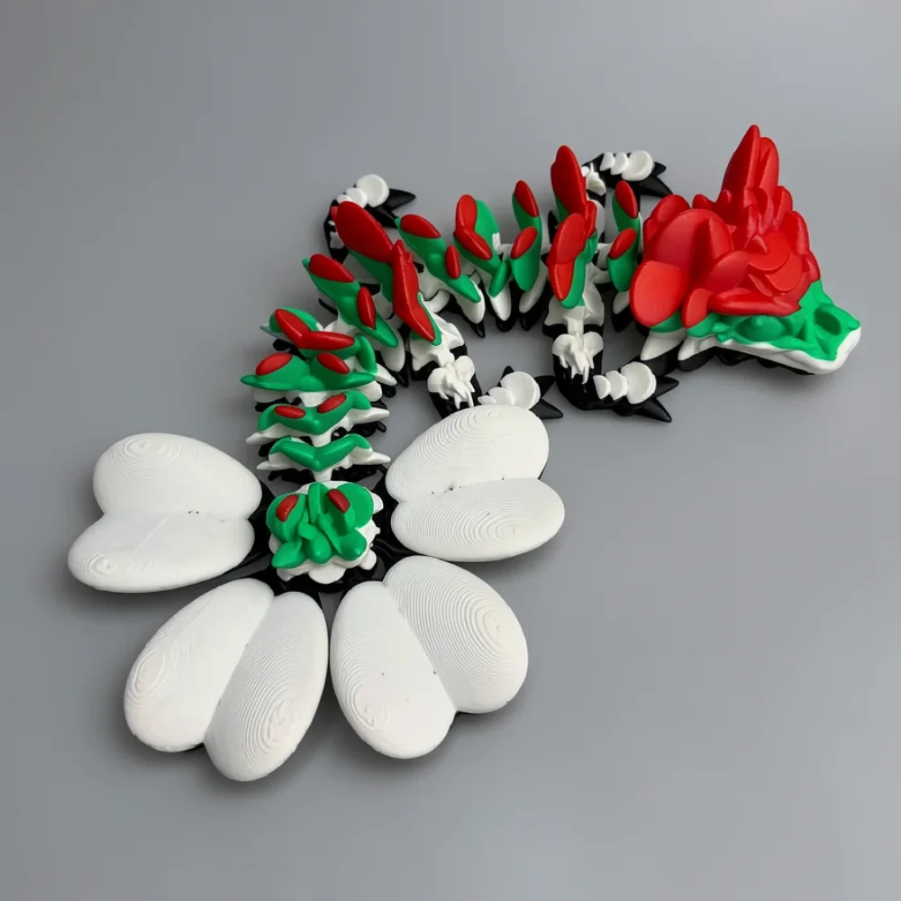 Baby Lucky Clover Dragon: white and black dragon figurine