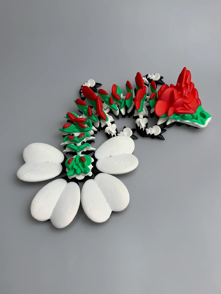 Baby Lucky Clover Dragon: white and black dragon figurine