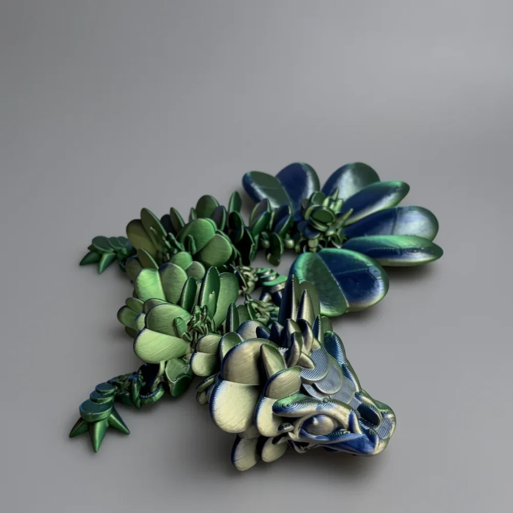 Baby Lucky Clover Dragon: yellow-green and blue succulent dragon figurine