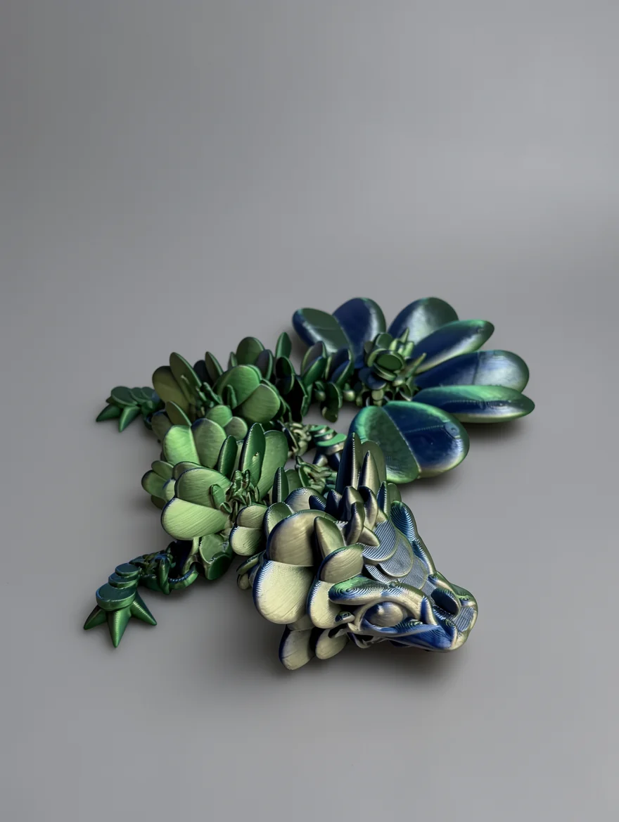 Baby Lucky Clover Dragon: yellow-green and blue succulent dragon figurine