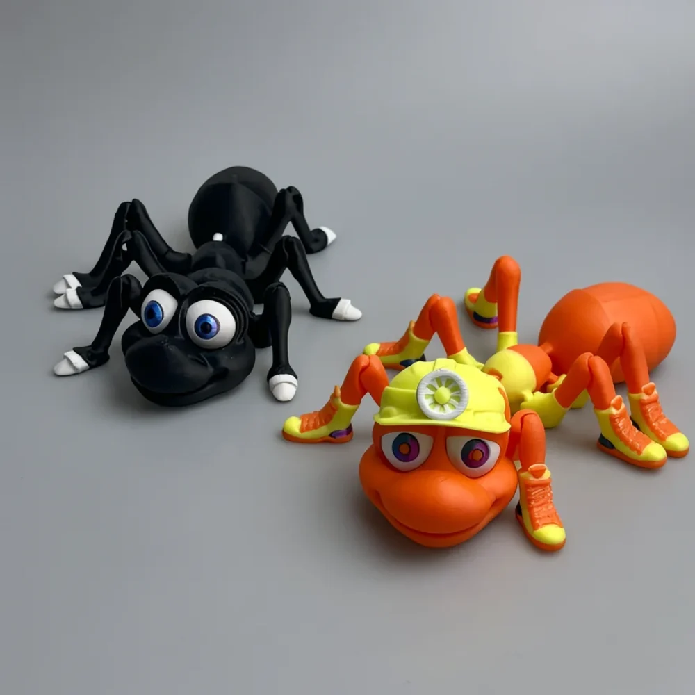 Coal Miner Ant: black and orange Two ant figurines (one black, one orange wearing construction gear)