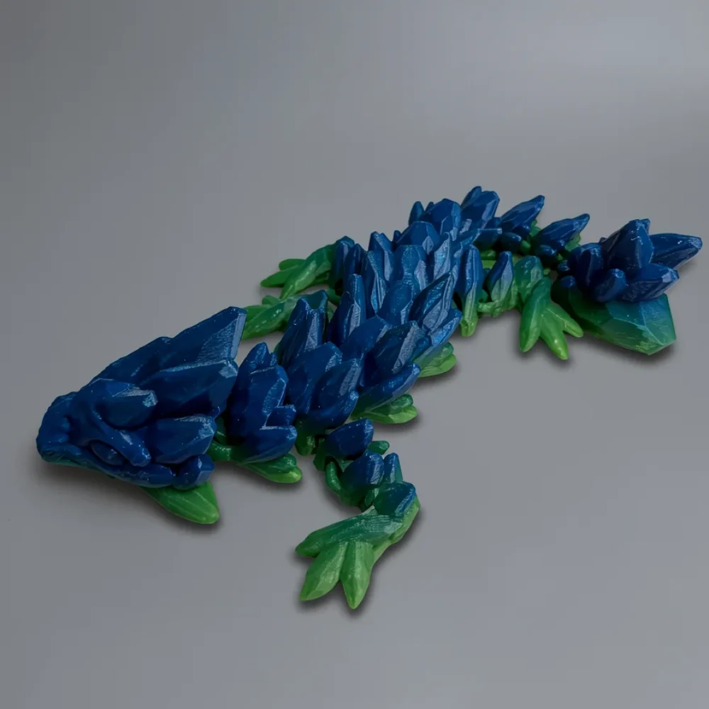 Baby Gemstone Dragon: deep blue and vibrant green crystal lizard figurine