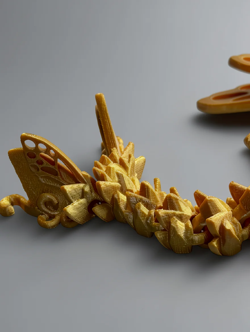 Baby Shortwings Butterfly Dragon: yellow and reddish-brown dragon figurine
