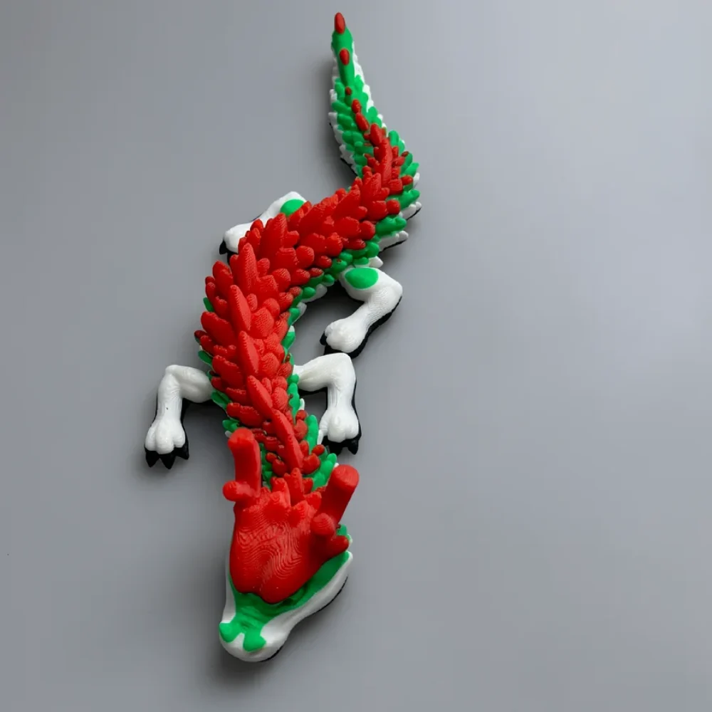 Jr Chinese Dragon: white and red lizard figurine