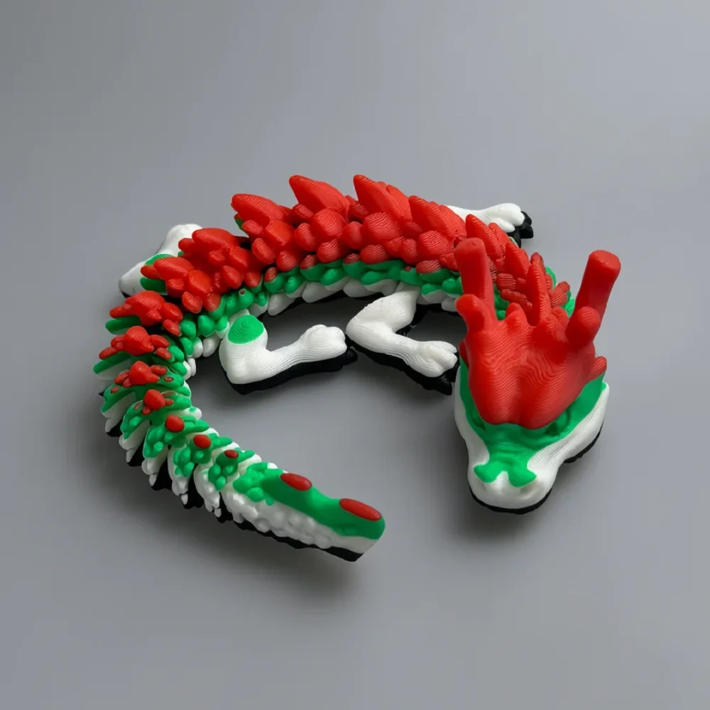 Jr Chinese Dragon: red and white dragon figurine, two upright red horns on the head