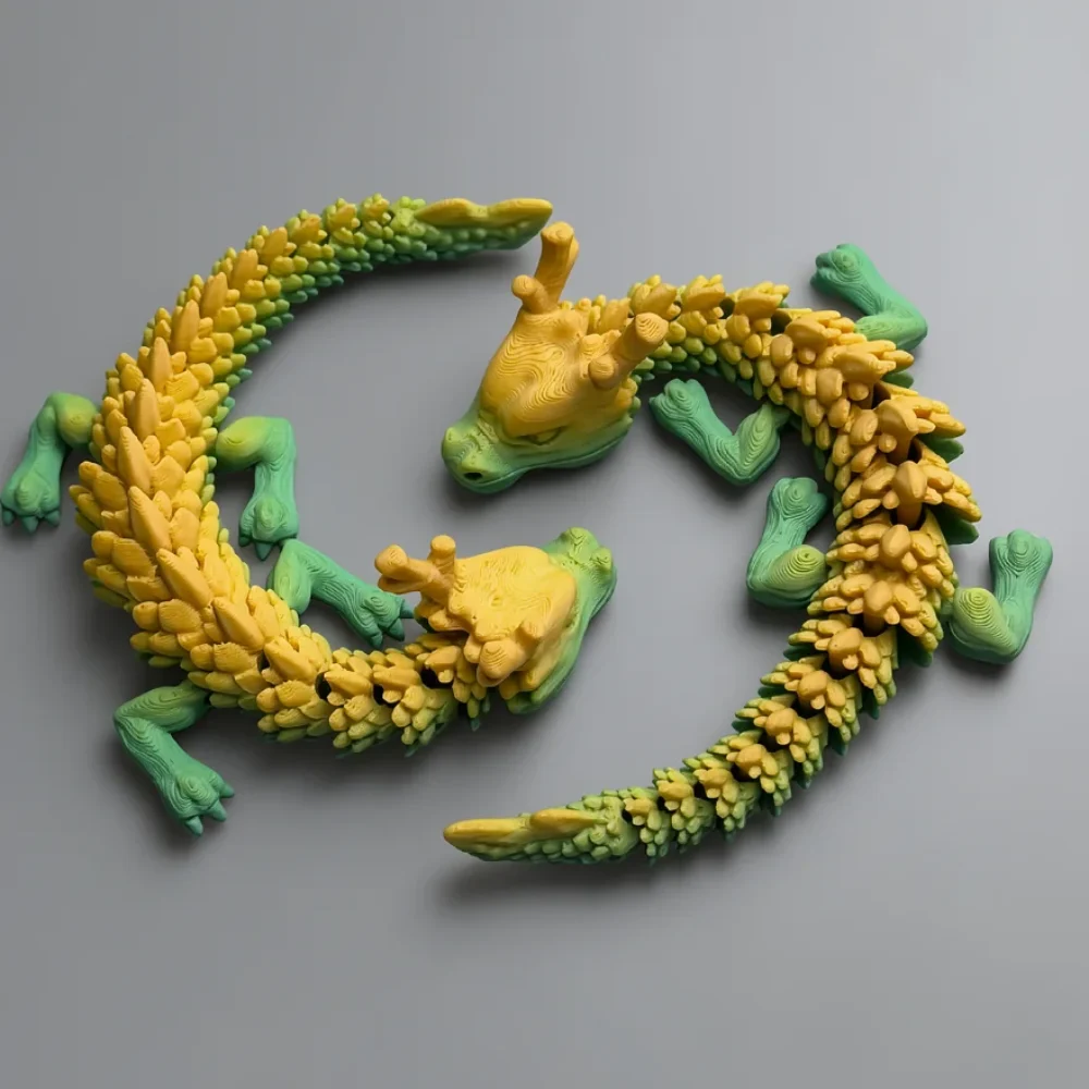 Jr Chinese Dragon: mustard yellow and mint green interlocking dragon figurines
